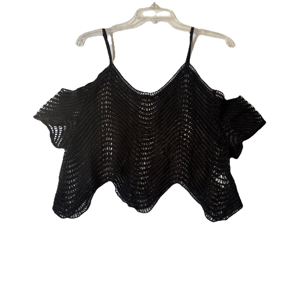 Anthropologie X Lulumari Women's crotchet Knit Crop Swim Cover Up Top Size L